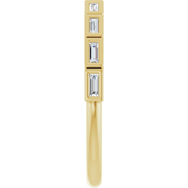 10K Gold Straight Baguette Lab-Grown Diamond Bezel-Set Anniversary Band – 1/6–3/8 CTW - Yellow Gold - view 4