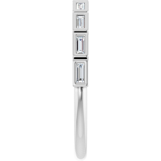 10K Gold Straight Baguette Natural Diamond Bezel-Set Anniversary Band – 1/6–3/8 CTW - White Gold - view 4