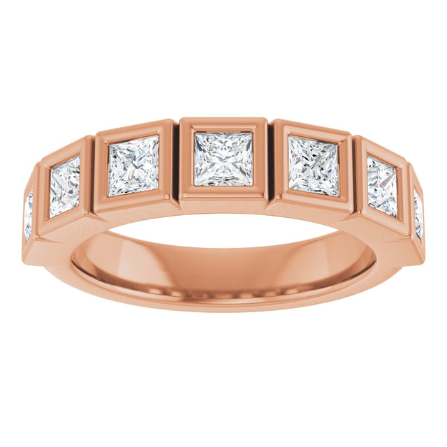 10K Gold Square Natural Diamond Bezel-Set Anniversary Band – 9/10–2 3/4 CTW - Rose Gold - view 3