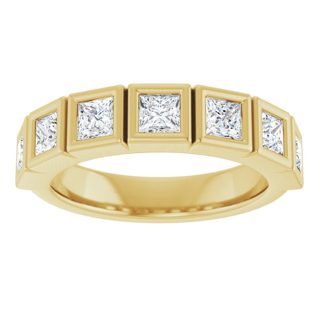 10K Gold Square Natural Diamond Bezel-Set Anniversary Band – 9/10–2 3/4 CTW - Yellow Gold - view 3