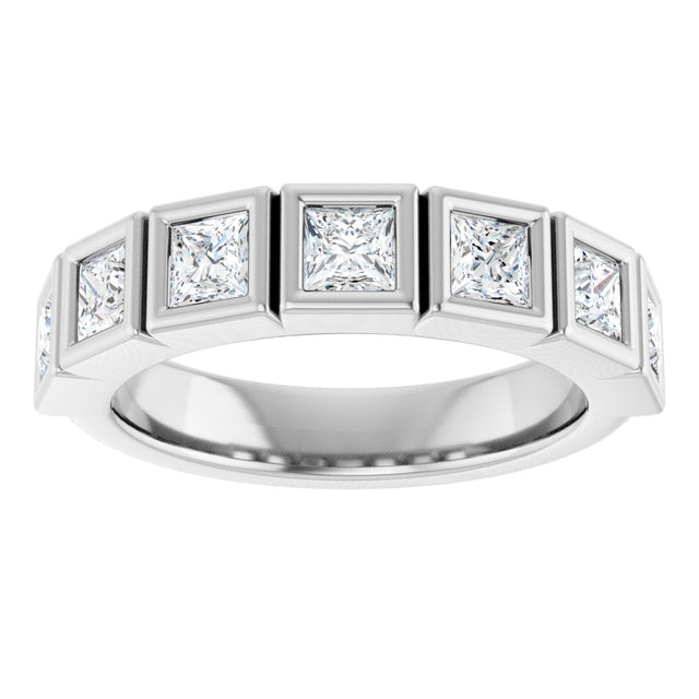 10K Gold Square Lab-Grown Diamond Bezel-Set Anniversary Band – 3/4–2 CTW - White Gold - view 3