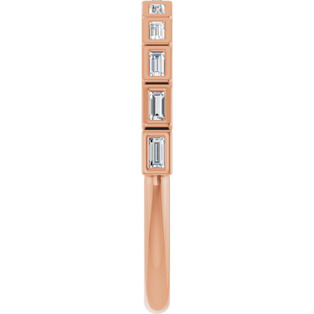 14K Gold Straight Baguette Lab-Grown Diamond Bezel-Set Anniversary Band – 1/6–3/8 CTW - Rose Gold - view 4