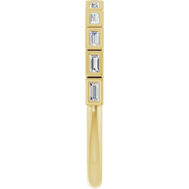 14K Gold Straight Baguette Lab-Grown Diamond Bezel-Set Anniversary Band – 1/6–3/8 CTW - Yellow Gold - view 4