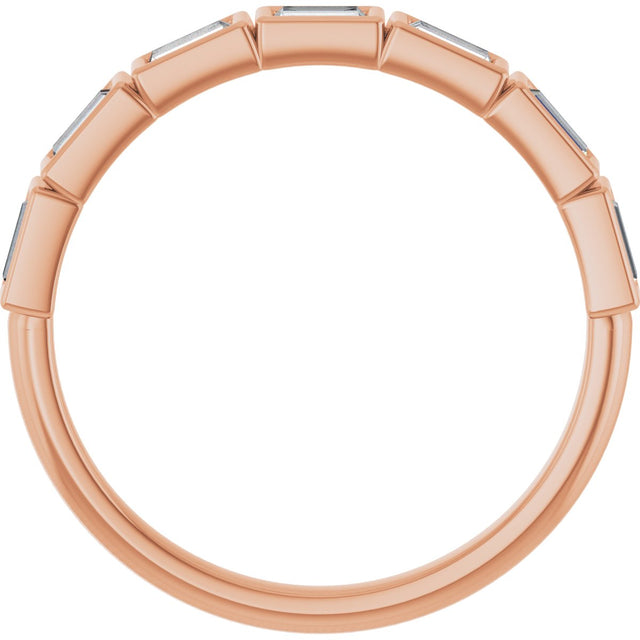 10K Gold Straight Baguette Lab-Grown Diamond Bezel-Set Anniversary Band – 1/6–3/8 CTW - Rose Gold - view 2