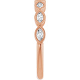 14K Gold Marquise Lab-Grown Diamond Bezel-Set Anniversary Band – 3.5x1.75 mm Stones - Rose Gold - view 4