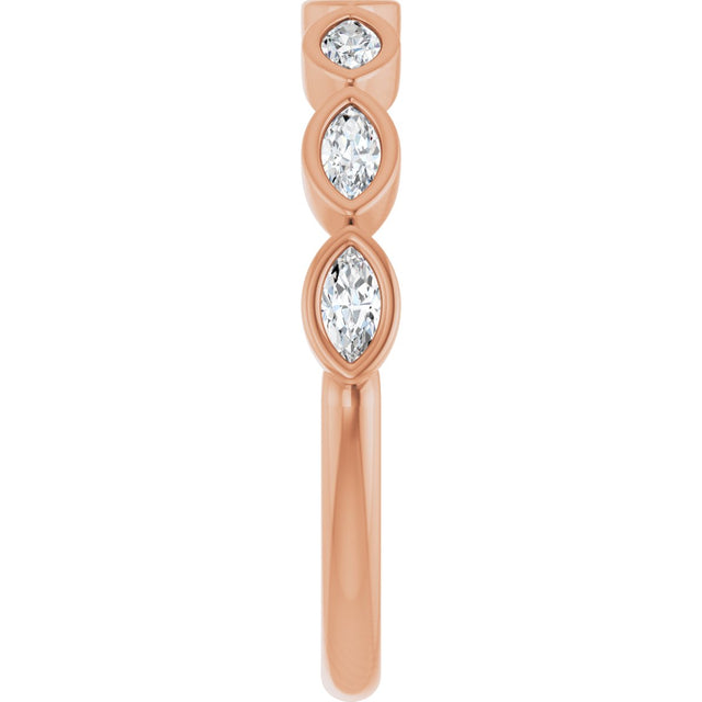 14K Gold Marquise Lab-Grown Diamond Bezel-Set Anniversary Band – 3.5x1.75 mm Stones - Rose Gold - view 4