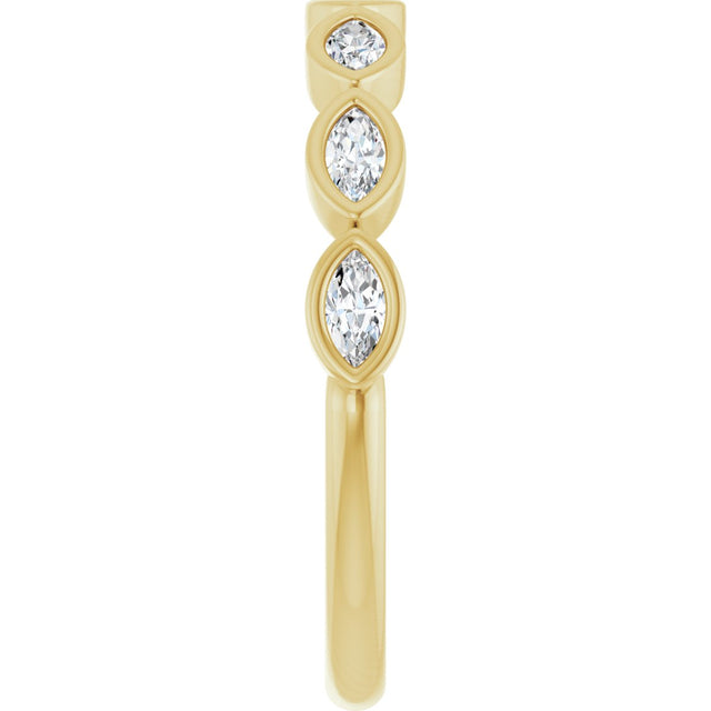 14K Gold Marquise Lab-Grown Diamond Bezel-Set Anniversary Band – 3.5x1.75 mm Stones - Yellow Gold - view 4