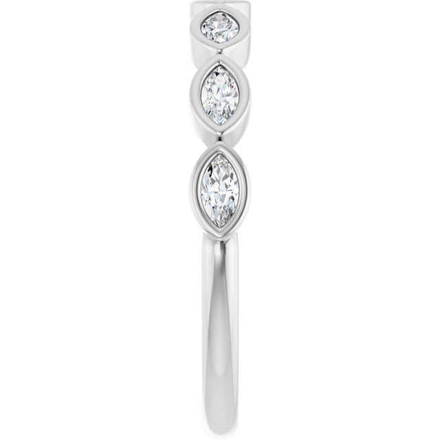 Platinum Marquise Lab-Grown Diamond Bezel-Set Anniversary Band – 3.5x1.75 mm Stones - view 4