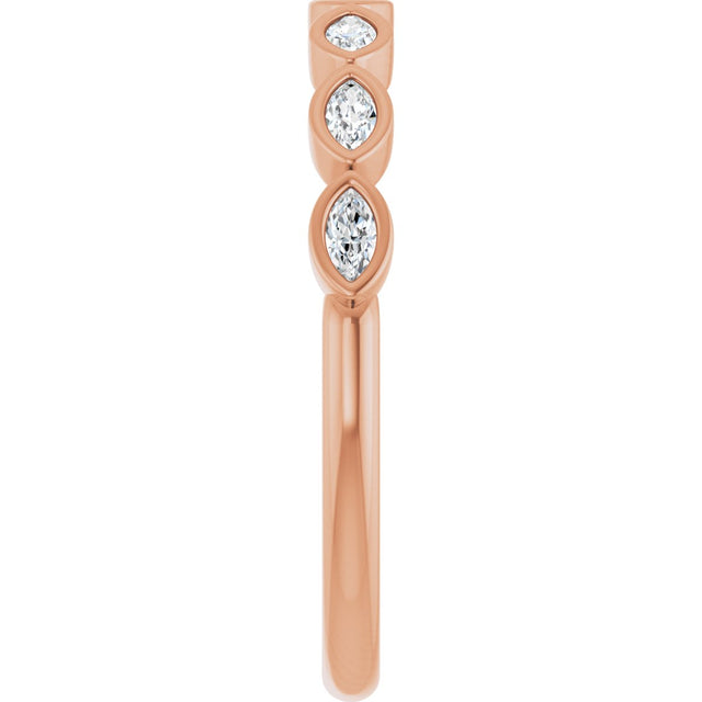 14K Gold Marquise Lab-Grown Diamond Bezel-Set Anniversary Band – 3x1.5 mm Stones - Rose Gold - view 4