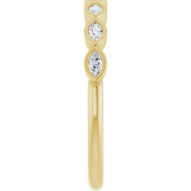14K Gold Marquise Lab-Grown Diamond Bezel-Set Anniversary Band – 3x1.5 mm Stones - Yellow Gold - view 4