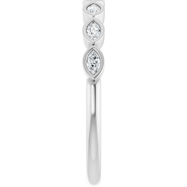 Platinum Marquise Lab-Grown Diamond Bezel-Set Anniversary Band – 3x1.5 mm Stones - view 4