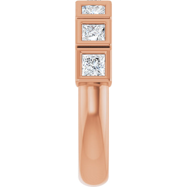 10K Gold Square Natural Diamond Bezel-Set Anniversary Band – 9/10–2 3/4 CTW - Rose Gold - view 4
