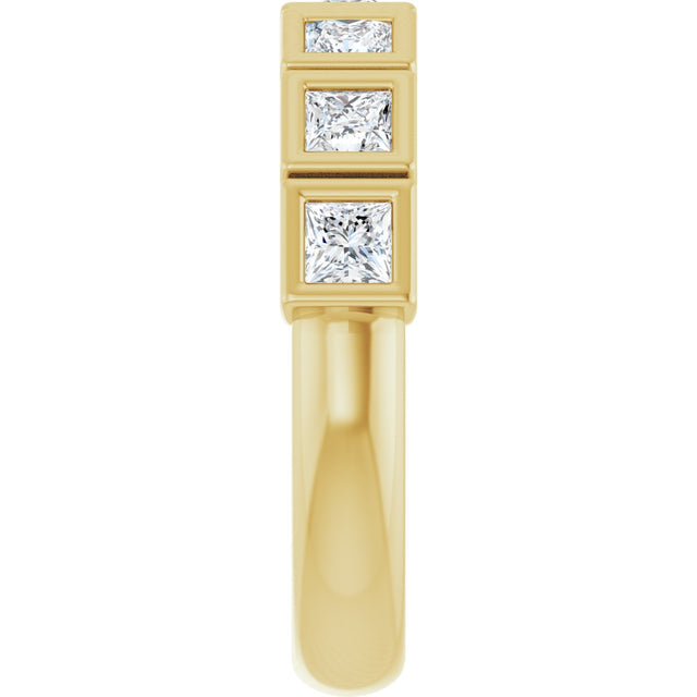 14K Gold Square Lab-Grown Diamond Bezel-Set Anniversary Band – 1/2–2 CTW - Yellow Gold - view 4