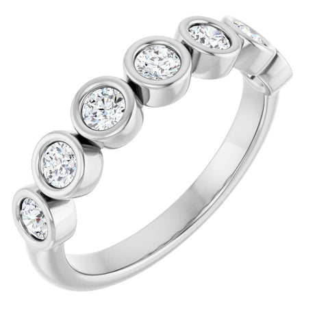 10K Gold Round Natural Diamond Bezel-Set Anniversary Band – 1/4–7/8 CTW - White Gold