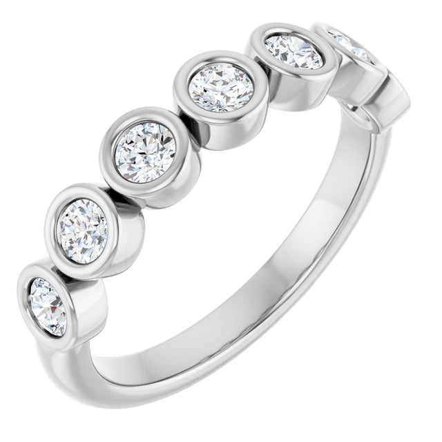 10K Gold Round Natural Diamond Bezel-Set Anniversary Band – 1/4–7/8 CTW - White Gold