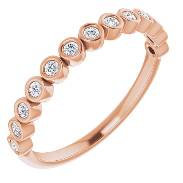 10K Gold Round Lab-Grown Diamond Bezel-Set Anniversary Band – .08–1/5 CTW - Rose Gold - view 2