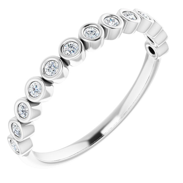 10K Gold Round Lab-Grown Diamond Bezel-Set Anniversary Band – .08–1/5 CTW - White Gold - view 2