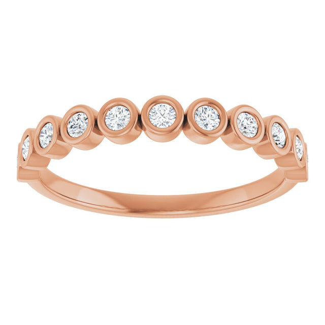 10K Gold Round Natural Diamond Bezel-Set Anniversary Band – .07–1/5 CTW - Rose Gold - view 3