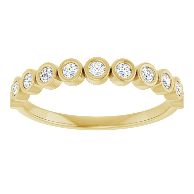 10K Gold Round Lab-Grown Diamond Bezel-Set Anniversary Band – .08–1/5 CTW - Yellow Gold - view 3