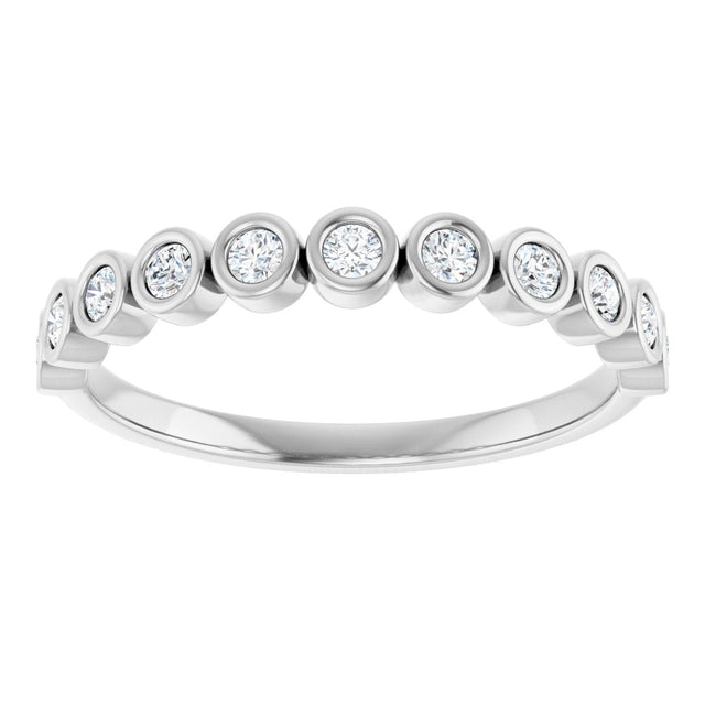 10K Gold Round Lab-Grown Diamond Bezel-Set Anniversary Band – .08–1/5 CTW - White Gold - view 3