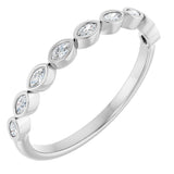 14K Gold Marquise Lab-Grown Diamond Bezel-Set Anniversary Band – 2.5x1.3 mm Stones - White Gold