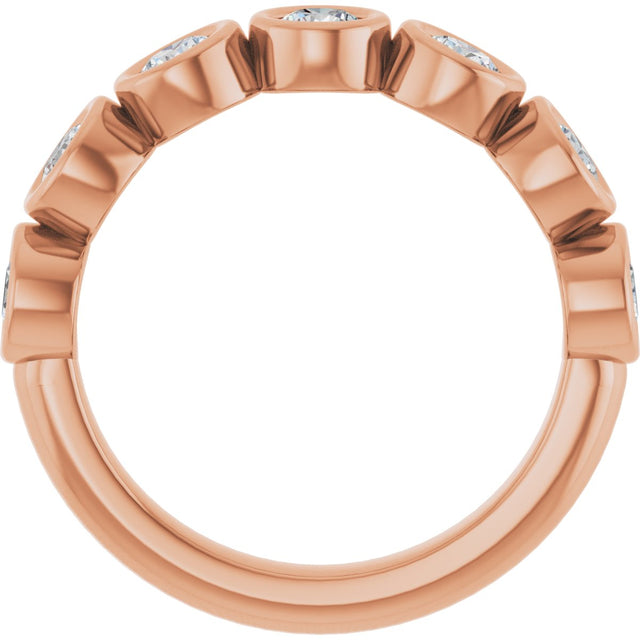 10K Gold Round Lab-Grown Diamond Bezel-Set Anniversary Band – 1–1 1/3 CTW - Rose Gold - view 2