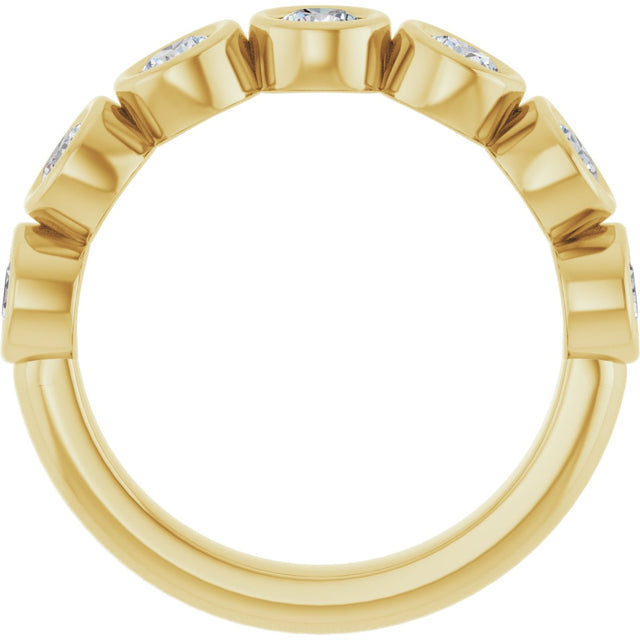 10K Gold Round Natural Diamond Bezel-Set Anniversary Band – 1–1 1/2 CTW - Yellow Gold - view 2