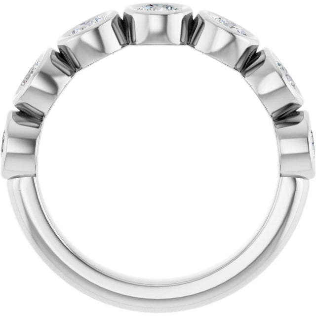 Platinum Round Lab-Grown Diamond Bezel-Set Anniversary Band – .08–1 1/3 CTW - view 2