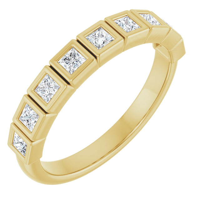 14K Gold Square Natural Diamond Bezel-Set Anniversary Band – 1/6–3/4 CTW - Yellow Gold