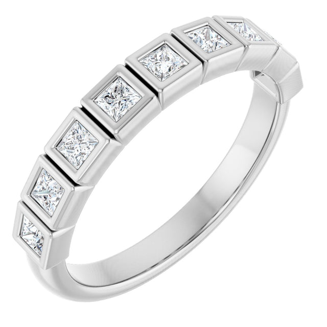 Platinum Square Natural Diamond Bezel-Set Anniversary Band – 1/6–2 3/4 CTW