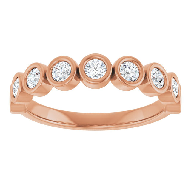 10K Gold Round Lab-Grown Diamond Bezel-Set Anniversary Band – 1/4–7/8 CTW - Rose Gold - view 3