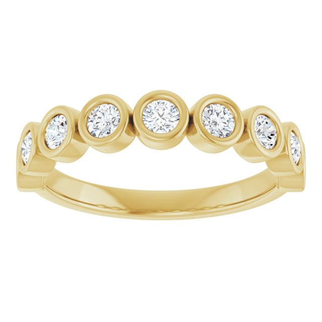 10K Gold Round Lab-Grown Diamond Bezel-Set Anniversary Band – 1/4–7/8 CTW - Yellow Gold - view 3