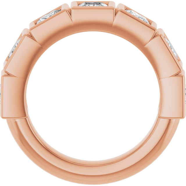 10K Gold Square Natural Diamond Bezel-Set Anniversary Band – 9/10–2 3/4 CTW - Rose Gold - view 2