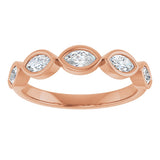 14K Gold Marquise Natural Diamond Bezel-Set Anniversary Band – 1/3–5/8 CTW - Rose Gold - view 3