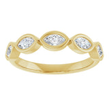 14K Gold Marquise Lab-Grown Diamond Bezel-Set Anniversary Band – 4.5x2.5 mm Stones - Yellow Gold - view 3