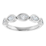 Platinum Marquise Natural Diamond Bezel-Set Anniversary Band – 1/3–5/8 CTW - view 3