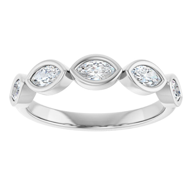 Platinum Marquise Natural Diamond Bezel-Set Anniversary Band – 1/3–5/8 CTW - view 3