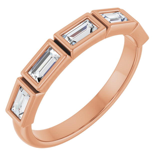 14K Gold Straight Baguette Lab-Grown Diamond Bezel-Set Anniversary Band – 1/2–3/4 CTW - Rose Gold