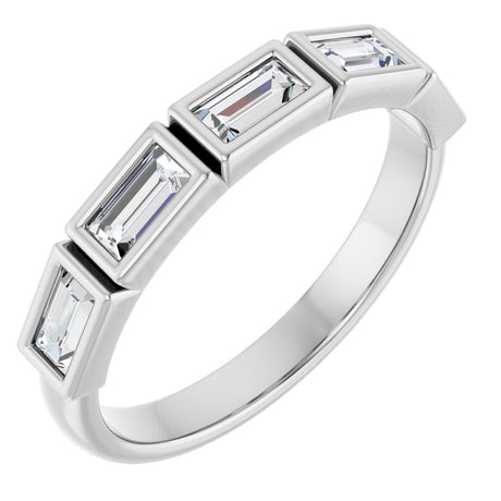 Platinum Straight Baguette Lab-Grown Diamond Bezel-Set Anniversary Band – 1/6–3/4 CTW