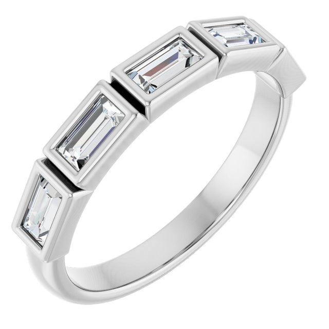 Platinum Straight Baguette Lab-Grown Diamond Bezel-Set Anniversary Band – 1/6–3/4 CTW