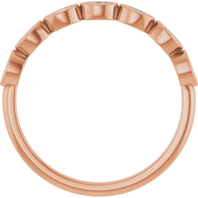 14K Gold Marquise Lab-Grown Diamond Bezel-Set Anniversary Band – 3x1.5 mm Stones - Rose Gold - view 2