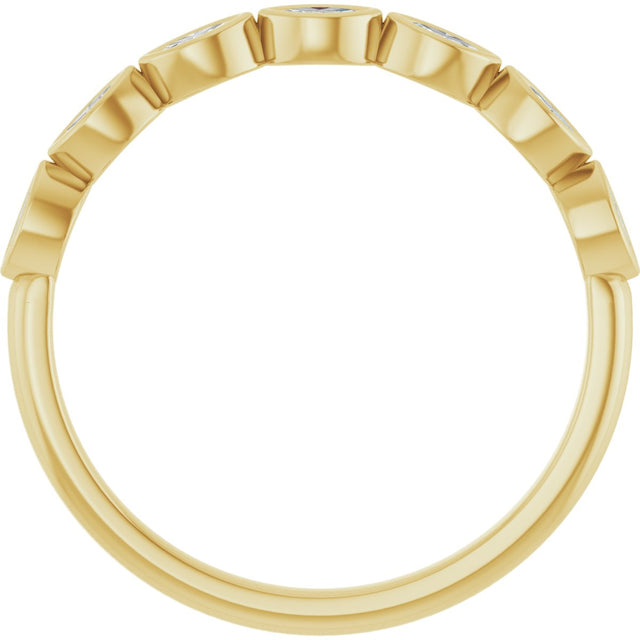 14K Gold Marquise Lab-Grown Diamond Bezel-Set Anniversary Band – 3x1.5 mm Stones - Yellow Gold - view 2