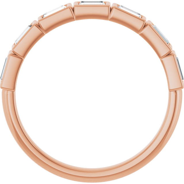10K Gold Straight Baguette Natural Diamond Bezel-Set Anniversary Band – 1/2–3/4 CTW - Rose Gold - view 2