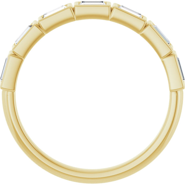 10K Gold Straight Baguette Natural Diamond Bezel-Set Anniversary Band – 1/2–3/4 CTW - Yellow Gold - view 2