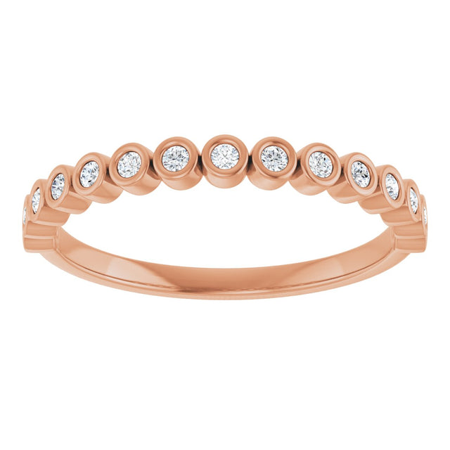 10K Gold Round Natural Diamond Bezel-Set Anniversary Band – .07–1/5 CTW - Rose Gold - view 3