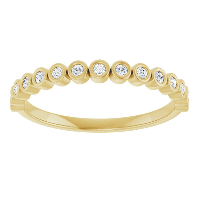 10K Gold Round Natural Diamond Bezel-Set Anniversary Band – .07–1/5 CTW - Yellow Gold - view 3
