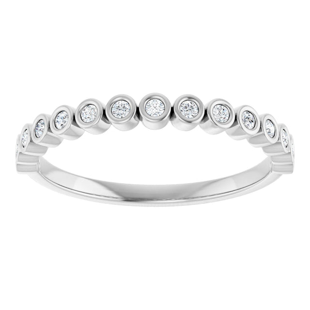 10K Gold Round Lab-Grown Diamond Bezel-Set Anniversary Band – .08–1/5 CTW - White Gold - view 3
