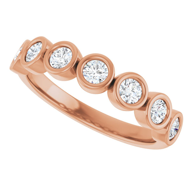 10K Gold Round Lab-Grown Diamond Bezel-Set Anniversary Band – 1/4–7/8 CTW - Rose Gold - view 5