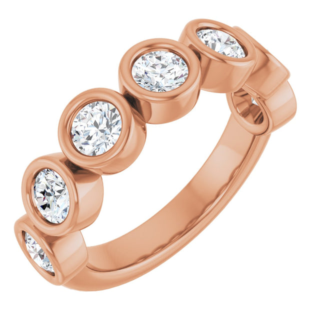 10K Gold Round Lab-Grown Diamond Bezel-Set Anniversary Band – 1–1 1/3 CTW - Rose Gold