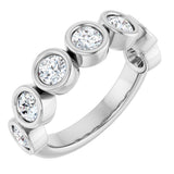 10K Gold Round Natural Diamond Bezel-Set Anniversary Band – 1–1 1/2 CTW - White Gold